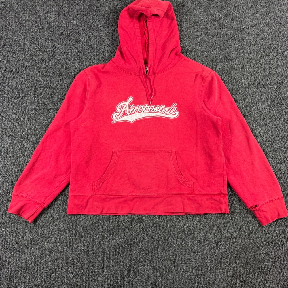 Y2K Aeropostale Athletics Tomboy Fit Pull Over Hoodie Women's L Red Loose Fit